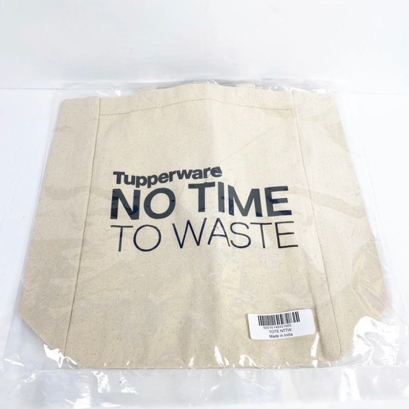 New !!!! TupperwAre canvass tote bag . No time to waste logo. - Picture 1 of 2